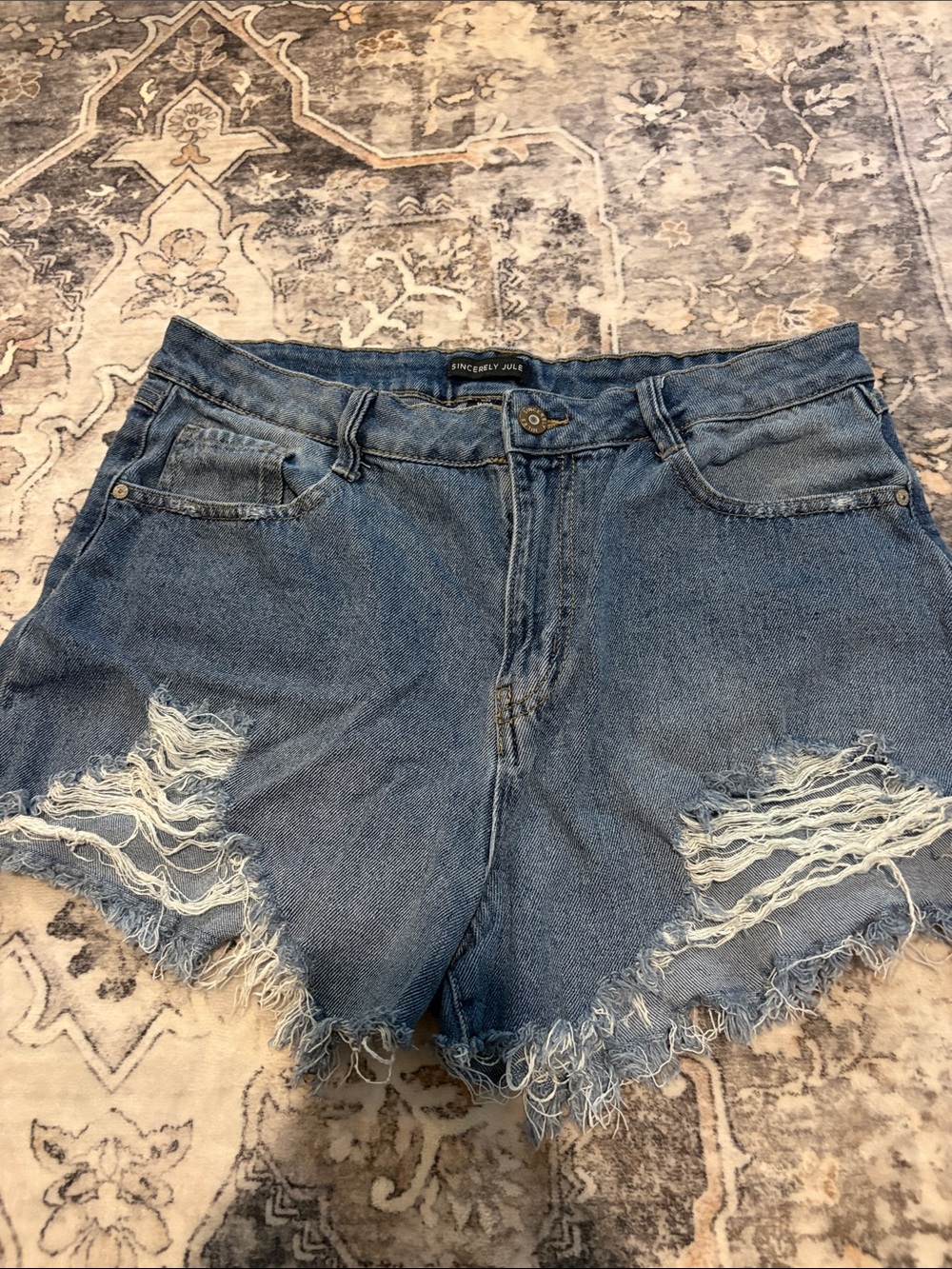 Sincerely Jules Light Blue Distressed Denim Shorts